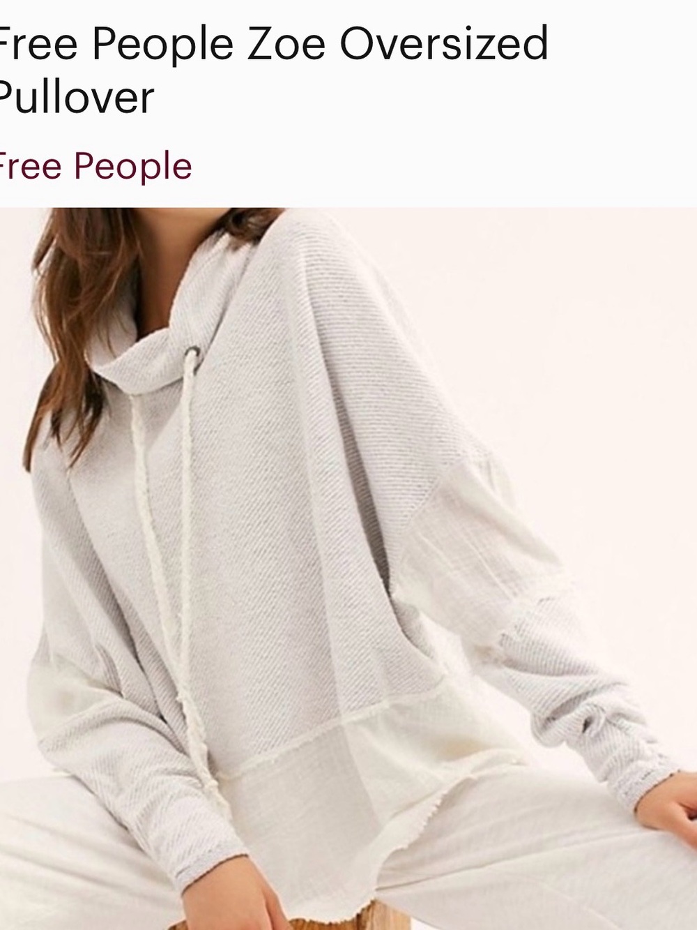 Free People White Cozy Oversized Pullover Hoodie